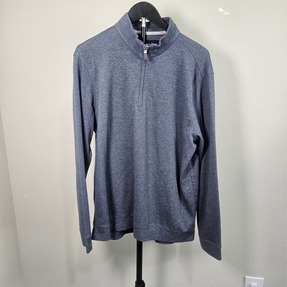 Mizzen+Main Other - Mizzen+Main Quarter Zip Pullover Mens L Blue Heather Stretch Knit Coastal Preppy